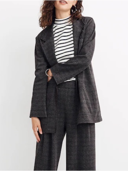 Madewell Oversized Knit Blazer In Glen Plaid